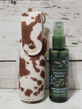 Bath & Body Works Football Season Sanitzer With Faux Cowhide Spray/Lip Holder